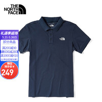 北面 POLO衫男T恤TheNorthFace户外短袖透气半袖 RG1/蓝色 XL/180
