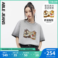 ABLE JEANS 欧帛牛仔 ABLEJEANS2022夏季新款奇奇蒂蒂男女同款圆领宽松短袖T恤781286