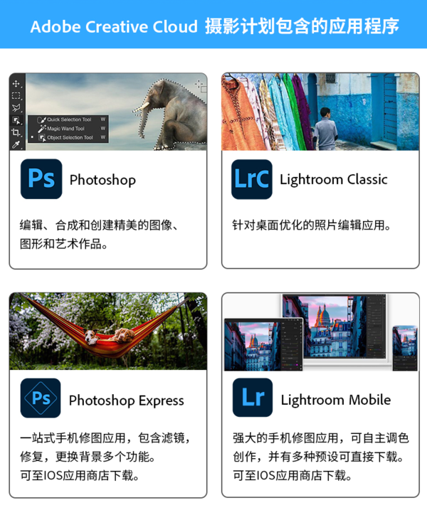 Adobe 奥多比 Creative Cloud 中国摄影计划 （含PS+LrC+PS Experss+Lr Mobile）