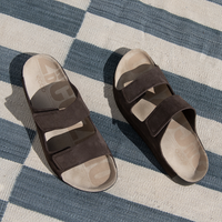 真皮凉鞋男 夏季男款勃肯拖鞋魔术贴沙滩鞋 科摩500904