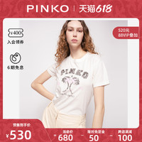 PINKO 品高 椰树飞鸟标2022春夏新品女士纯棉短袖T恤旗舰店正品