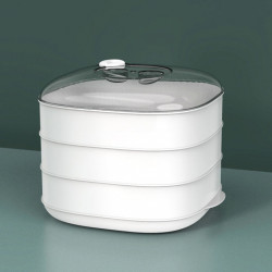 nsyca微波炉专用加热蒸锅三层蒸屉蒸格净白方形26cm