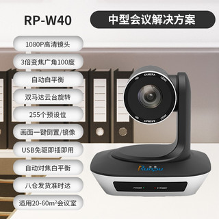 润普视频会议标准集成解决方案适用10-40平米/高清视频会议摄像头/摄像机/全向麦克风/软件系统终端RP-W40 70平米无线双麦套装