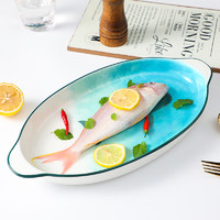 niwawa 泥娃娃 网红陶瓷蒸鱼盘子家用新款创意个性特大号北欧式简约风格菜盘餐具