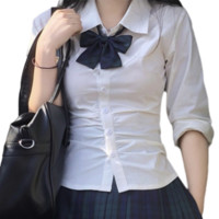 布丁熊 姬终 JK制服 西式制服 女士长袖衬衫 白色 L