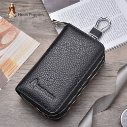 hushpuppies暇步士钥匙包男真皮礼物男士商务休闲双层大容量车钥匙包