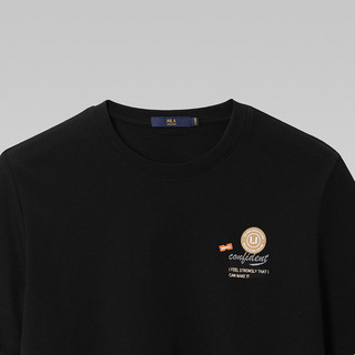 HLA 海澜之家 男士圆领短袖T恤 HNTBJ2U265A 黑色 XL