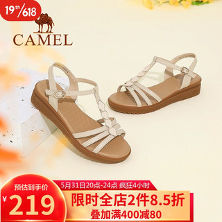 CAMEL 骆驼 A125046301 女士细带丁字搭扣坡跟凉鞋