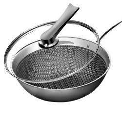 plus会员k00bach康巴赫304不锈钢蜂窝炒锅32cm