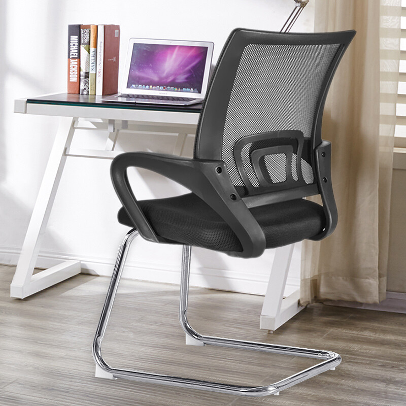 电脑椅子家用办公椅子 黑色弓形