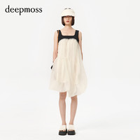 deepmoss 2022春夏新款时尚甜美拼接撞色罩纱背心裙