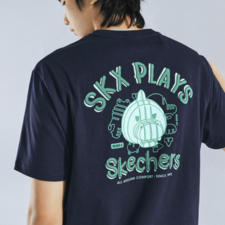 SKECHERS 斯凯奇 爆笑怪兽系列 中性运动T恤 L122U236/002Z 藏青色 XL