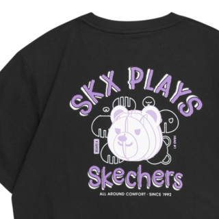 SKECHERS 斯凯奇 爆笑怪兽系列 中性运动T恤 L122U236/0018 碳黑 S