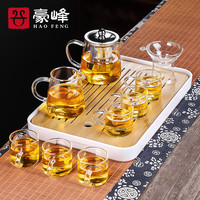 豪峰 玻璃茶具套装家用功夫茶杯透明简约客厅办公室高温茶壶泡茶壶