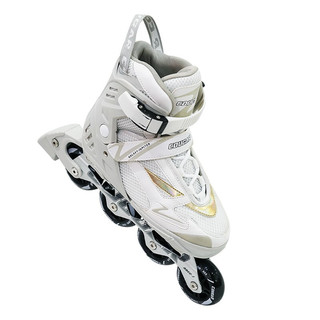 美洲狮（COUGAR）溜冰鞋成人休闲轮滑旱冰鞋可调码直排男女花式滑冰 白金色 单鞋L（36~39）码