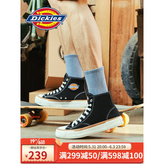 Dickies 帝客 帆布鞋夏季新款高帮男鞋韩版潮流男鞋女鞋百搭休闲透气情侣款板鞋 黑色 42