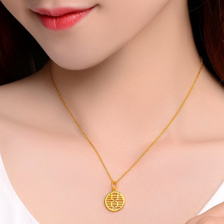 老庙黄金 足金项坠镂空福牌吉祥平安吊坠送礼(不含项链) 福牌(总重约