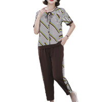 Taige 台格 女士中老年T恤休闲裤套装 3TB23S8596 咖啡色 XL