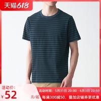 MUJI 無印良品 无印良品 MUJI 男式 印度棉天竺编织 条纹短袖T恤