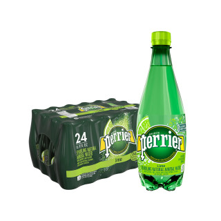 perrier 巴黎水 青檸味含氣天然礦泉水 塑料瓶500ml*24瓶