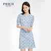 PRICH 22夏季新款气质优雅高级感蕾丝刺绣短袖连衣裙 155 50蓝色