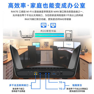 NETGEAR 美国网件 网件RAX70无线路由器千兆wifi6 AX6600M高速电竞/家用全屋覆盖/5G/MU-MIMO/