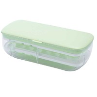 JIAYOU 家佑 [48格大容量]冰块模具硅胶冰格按压式食品级制冰盒家用储存盒冰箱冻制冰块整理用具 绿色双层