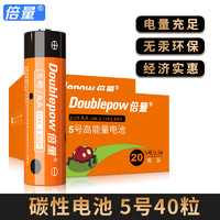 Doublepow 倍量 5号电池AA碳性七号AAA适用玩具/遥控器等 5号电池40粒装