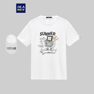 HLA 海澜之家 新疆棉短袖T恤  HNTBJ2D011A米白花纹(11)175/92A(50)
