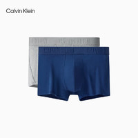 Calvin Klein CK 内衣 男士LOGO提花腰边两条装纯色棉质贴身平角内裤NP2049O UM4-蓝灰 XL