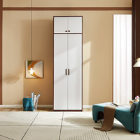 QuanU 全友 126331B 北欧清新木纹衣柜 乌金木纹 二门带抽加顶柜款