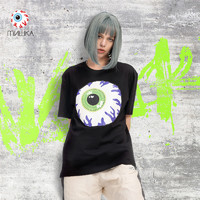 Mishka大眼球潮牌新款流行眼球系T恤圆领短袖T恤男女同款 黑色 2XL