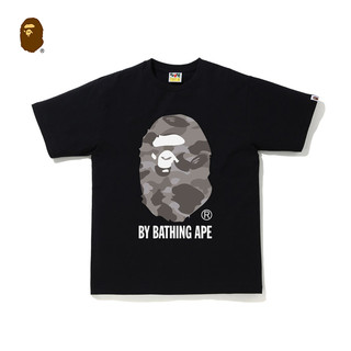 BAPE男装春夏猿人头字母印花迷彩图案纯色短袖T恤110015G XL 黑色BKJ