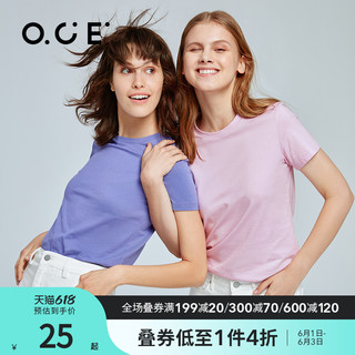 OCE 女装短袖T恤2022年夏季新款纯棉短款纯色体恤女宽松ins上衣潮