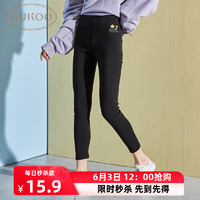 GUKOO 果壳 女式打底裤纯色系贴身显瘦可爱印花弹性针织百搭可外穿
