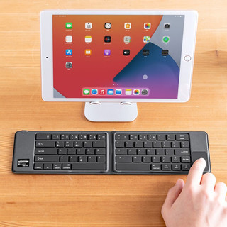 SANWA SUPPLY 山业 折叠蓝牙键盘 薄款 带触摸板 3设备切换 iPad适用 SKB070 灰色
