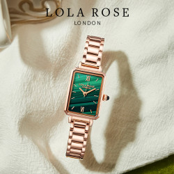 lolarose珞拉芮丝罗拉玫瑰小绿表女表复古小方盘简约气质