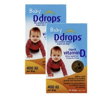 Ddrops 滴卓思维生素d3滴剂婴幼儿宝宝DD小滴瓶90滴*2瓶