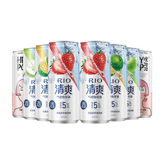 RIO 锐澳 洋酒预调酒鸡尾酒 清爽系列5度 青苹果味+青橘味+草莓味 330ML*6瓶+气泡水2罐