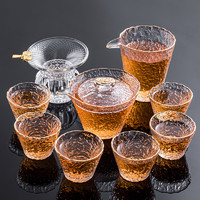泥徒 日式玻璃茶具泡茶套装轻奢家用功夫茶杯高档盖碗办公室泡茶器茶壶 冰露10件套（特价款）（80%的选择)