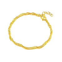 老庙黄金 3DZJSLSBLW338 水波纹足金手链 17cm 3.3g