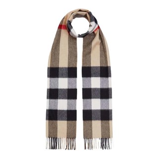 BURBERRY 博柏利 男女款格纹羊绒围巾 80181751 典藏米色 200*36cm