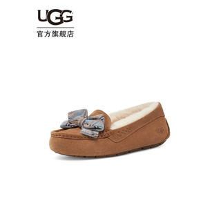 UGG 冬季新款女士便鞋经典休闲时尚格纹蝴蝶结棉拖鞋豆豆鞋 1127850 BLK | 黑色 36 CHE | 栗色 40