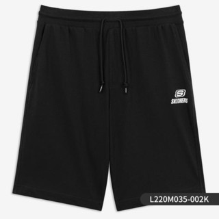 Skechers斯凯奇短裤夏季男子抽绳系带针织短裤休闲运动裤L220M035 深黑色-002K M