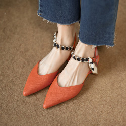 fanglovefang 方爱芳 2022夏季新款时尚百搭单鞋女鞋后空凉鞋尖头粗跟