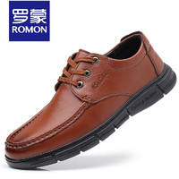 罗蒙(ROMON)2022春夏新款商务时尚休闲系带男皮鞋 黑色 41 棕色 42