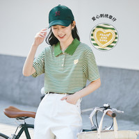 INMAN 茵曼 18225462 女士条纹翻领T恤