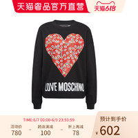 LOVE MOSCHINO 黑色/红色/灰色纯棉女士标志印花长袖圆领套头卫衣