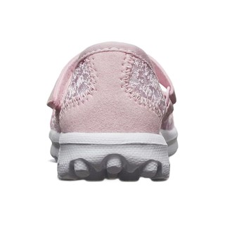 SKECHERS 斯凯奇 GO WALK系列 女童学步鞋 81170N/PKAQ 蕾丝款 粉红色/浅绿色 24码
