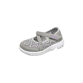 SKECHERS 斯凯奇 GO WALK系列 女童学步鞋 81170N/GYLV 蕾丝款 灰色/淡紫色 21码
